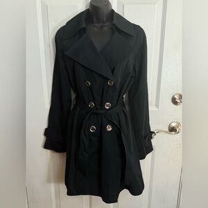 Michael Kors Black Double-Breasted Trench Coat | Belted Designer Outerwear